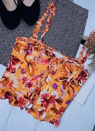 Літній топ h&m xs яскравий топ з квітковим принтом топ з шнурівкою