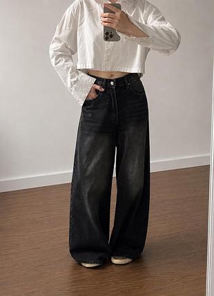 Джинси чорні широкі wide leg