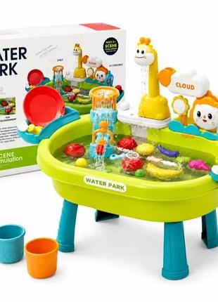 Детский игровой столик 26x-160 с раковиной и водой • игрушечная кухонная мойка 26x-160 с электрическим краном, циркуляцией воды и аксессуарами