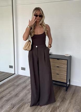 Коричневі штани палаццо, брюки zara, штани зара