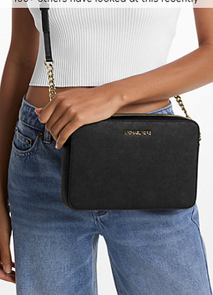 Сумка крос-боді жіноча шкіряна michael kors jet set large saffiano leather crossbody bag