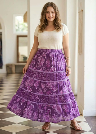 Юбка макси из хлопка, легкая, на подкладке, роз. 20, от m&amp;co.