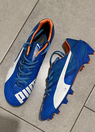 Puma evospeed футбольні бутси 42 eur / 27 см, чоловічі, оригінал, сині з помаранчевим