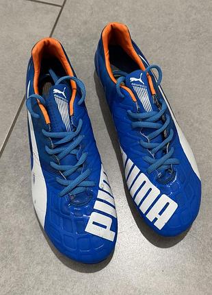 Puma evospeed футбольні бутси 42 eur / 27 см, чоловічі, оригінал, сині з помаранчевим
