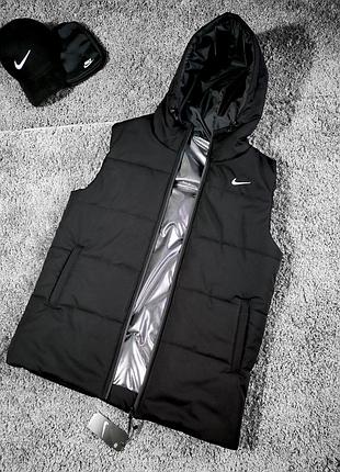 Чоловіча жилетка nike чорна (капюшон)🔥