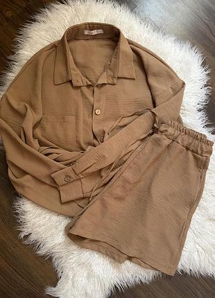 Костюм сорочка шорты стиль zara