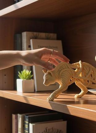 Декоративна фігурка кішки плетенна жовтий 3d друк (214503)