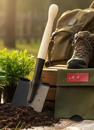 Мала піхотна саперна лопата чорна в чохлі м&м вид 2 olive green хакі (214508)