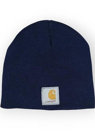 Шапка мужская синяя carhartt, размер one size, демисезонная, двойная
