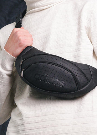 Чоловіча шкіряна бананка adidas, сумка через плече поясна нагрудна