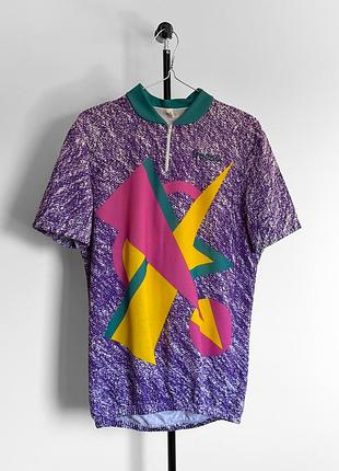 Вінтажна велофутболка vintage freesa cycling jersey made in italy purple 80s 90s retro bike shirt mens