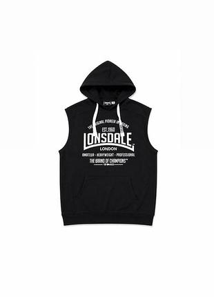 Чоловіча безрукавка-худі lonsdale london чорна, xxl–2xl