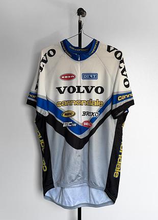 Вінтажна велофутболка vintage volvo cannondale cycling jersey made in usa short sleeve white blue