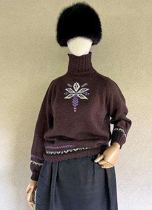 Винтаж, шерсть, теплый свитер,hand made