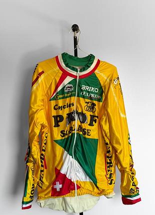 Велокуртка vintage cycles prof st blaise cycling jacket long sleeve swiss yellow briko