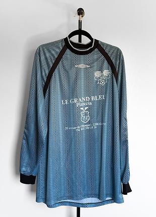 Винтажная вратарская футболка vintage umbro goalkeeper jersey mens blue long sleeve fc acaciaville geneve