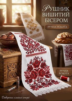 Вишиті бісером весільні рушники