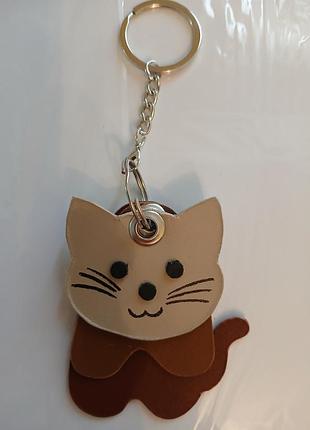 🐾🐱шкіряний брелок ручної роботи «котик» / підвіска на сумку хендмейд🐱