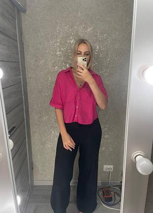 Яскрава вільна сорочка zara з коротким рукавом розмір l