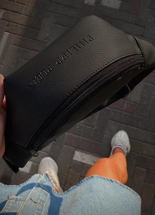 Бананка черная philipp plein мужская женская, бананка кожаная, сумка через плечо поясная нагрудная