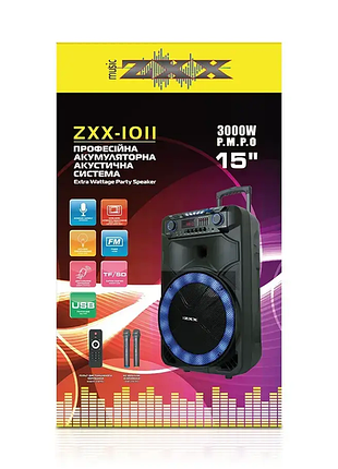 Акустическая переносная колонка zxx-1011 800вт 15" 45х72х36см usb tws tf sd