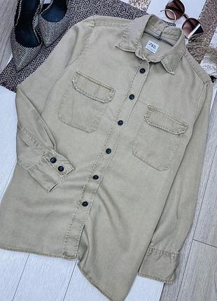 Літня сорочка zara s oversize подовжена сорочка з ліоцеллу жіноча сорочка оверсайз з накладними кишенями сорочка зара