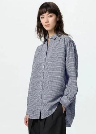 Легкая женская блуза рубашка принт гусиная лапка от zara