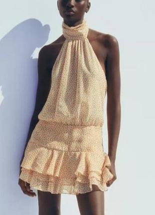 Легкое летнее шифоновое мини платье zara