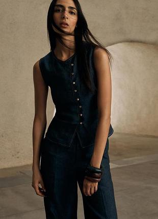 Стильний комплект костюм літній двійка льон zara s m