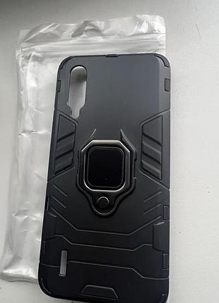 Чохол накладка xiaomi mi 9 lite / cc9 armor кейс з кільцем - тримачем у чорному кольорі.