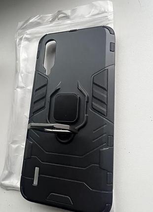 Чохол накладка xiaomi mi 9 lite / cc9 armor кейс з кільцем - тримачем у чорному кольорі.