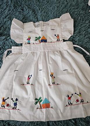 Хлопковое платье с ручной вышивкой для девочек bebe boubou