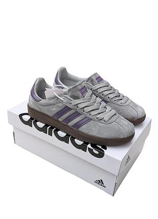 Жіночі кросівки adidas bermuda сірі з фіолетовим