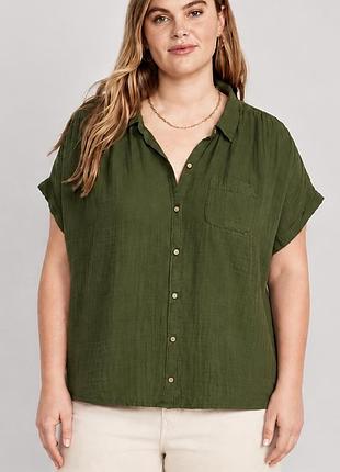 Рубашка зеленая , хлопок муслим     old navy