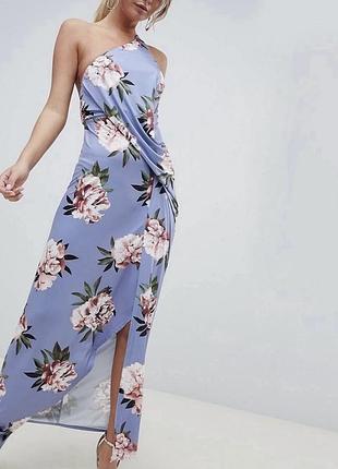 Нова літня сукня asos m довга сукня з розрізом на нозі довге плаття в квітковий принт плаття на запах