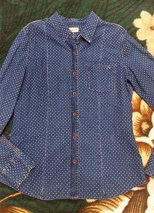 Фирменная джинсовая рубашка в звездочки hilfiger denim (tommy hilfiger), m