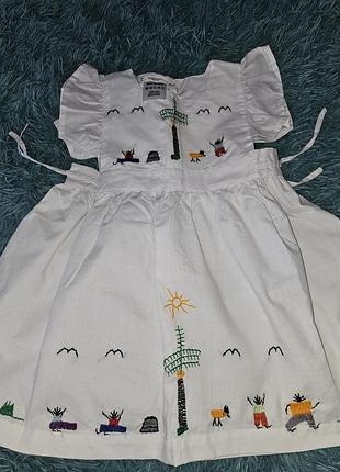 Хлопковое платье с ручной вышивкой для девочек bebe boubou