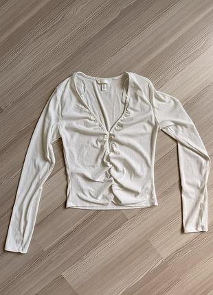 Білий лонгслів h&m розмір s