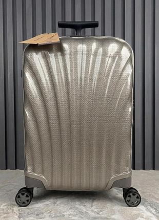 Нова надлегка валіза samsonite cosmolite spinner 55/20 ivory gold поліпрополен ручна поклажа