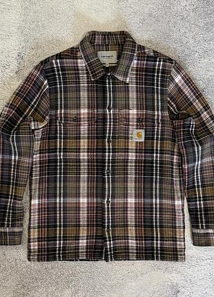 Чоловічий овершот - сорочка carhartt wip l/s valmon shirt в унікальному забарвленні valmon check / hamilton brown 🤎