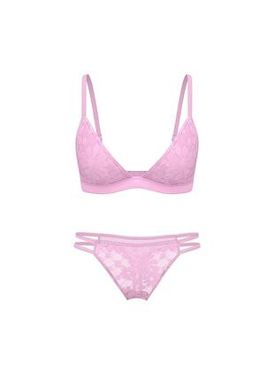 Комплект білизни з паєтками victoria's secret pink бюстгальтер і трусики тонг