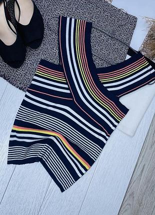 Літній топ zara m в’язаний топ короткий смугастий топ зара