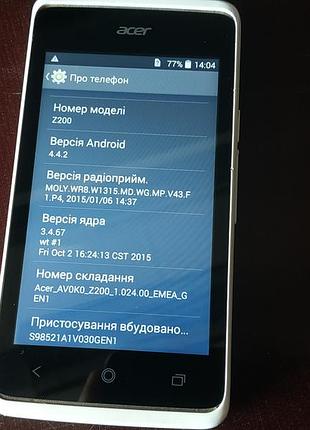 Acer z200 android 4.4.2 смартфон б/у 2