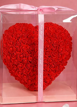 Сердце из роз в подарочной коробке kr-20 28 25 13см