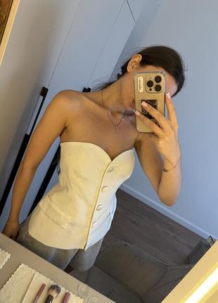 Корсет zara білий з ґудзиками