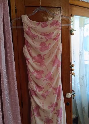Платье zara длинное цветочное xxs-s