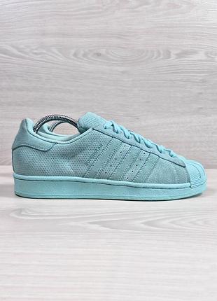 Замшеві бірюзові кросівки adidas superstar оригінал, розмір 42