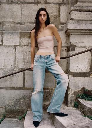 Джинси жіночі подерті блакитні zara new
