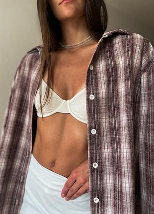 Сорочка коричнева  у клітинку oversize