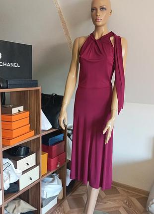 Massimo dutti! оригинал! шикарное яркое платье-миди, открытая спинка.